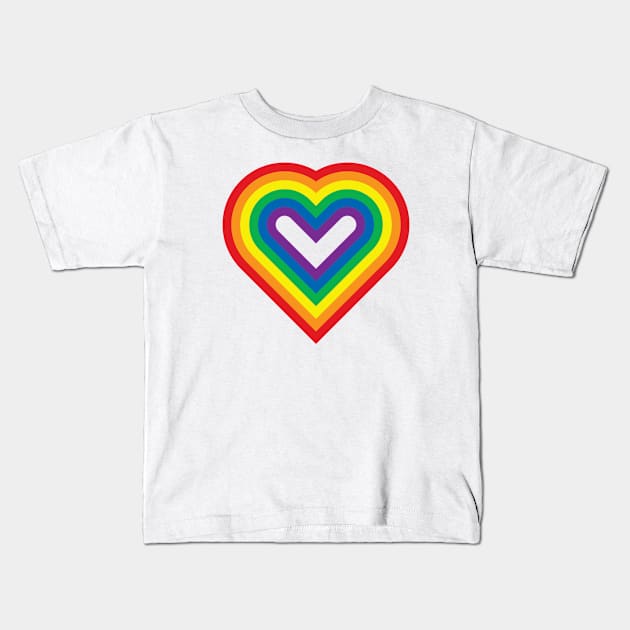 Rainbow Heart Shaped Striped Pattern Kids T-Shirt by speedmanstudio